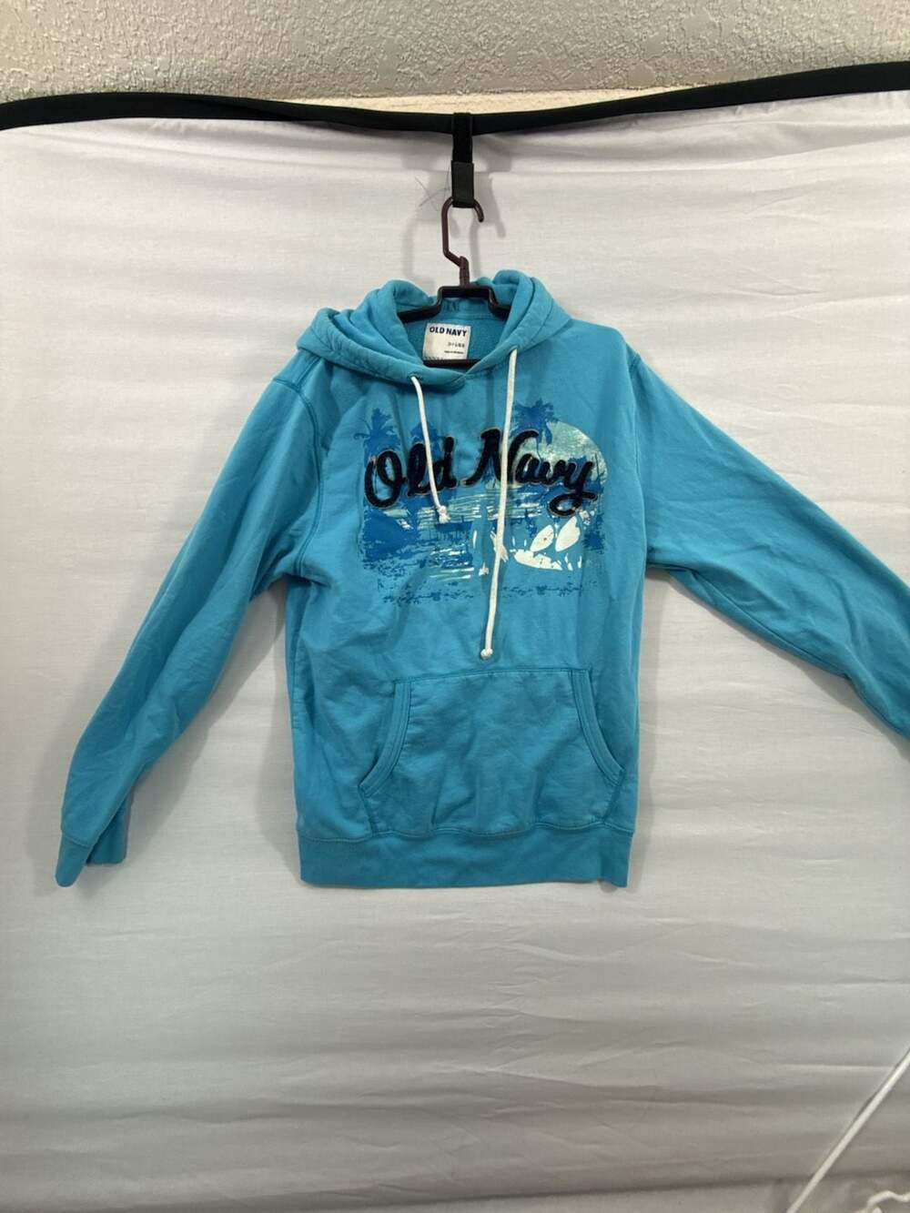 Old Navy Hoodie Size L Blue Graphic Logo Sweatshirt
